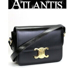 Celine Teen Triomphe Shoulder Bag Black Leather